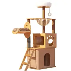 SUKEA - Torre Rascador Piso 5 Grande, Casa Madera Gruesa Para Gato Y21