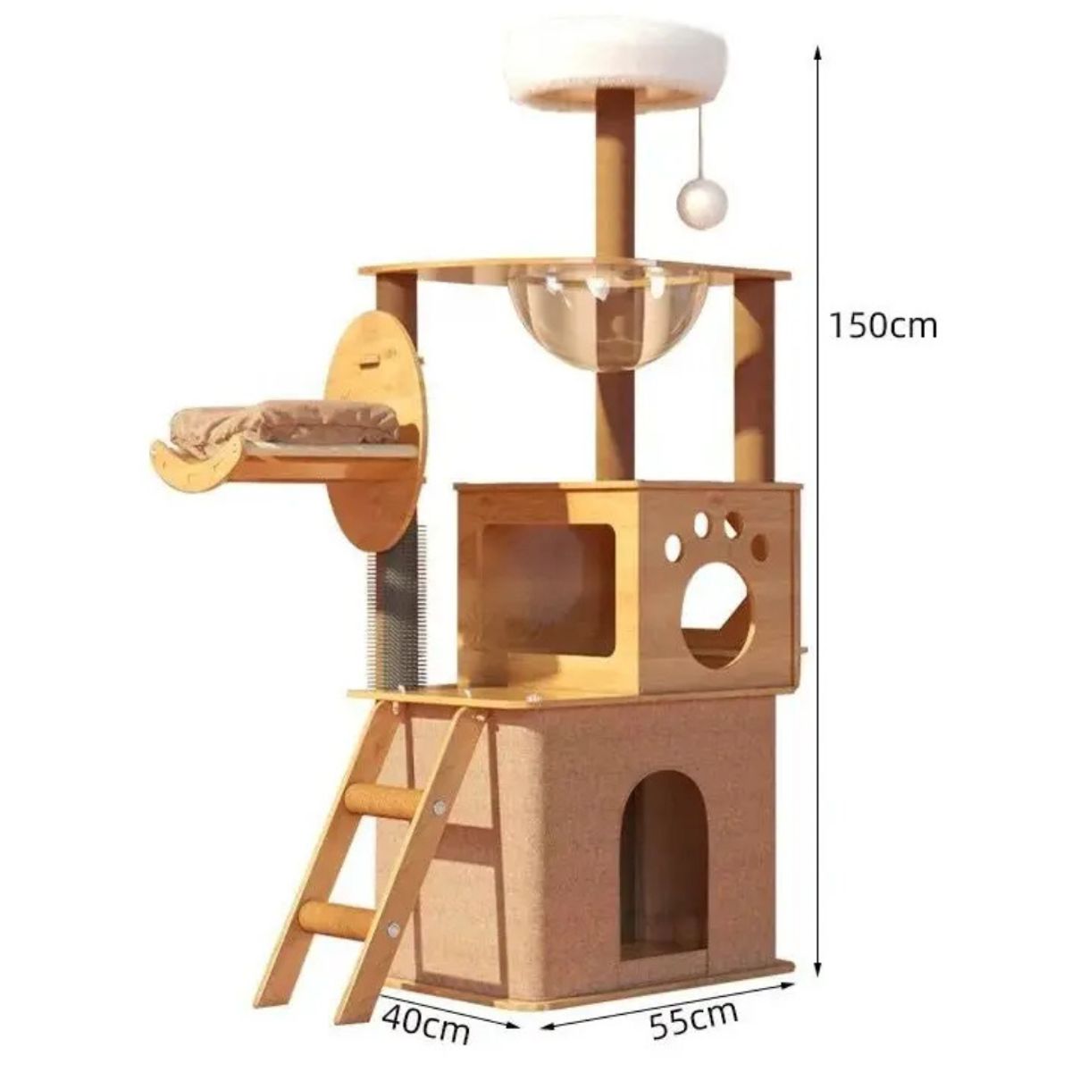 Torre Rascador Piso 5 Grande, Casa Madera Gruesa Para Gato Y21, marca SUKEA - Foto 2