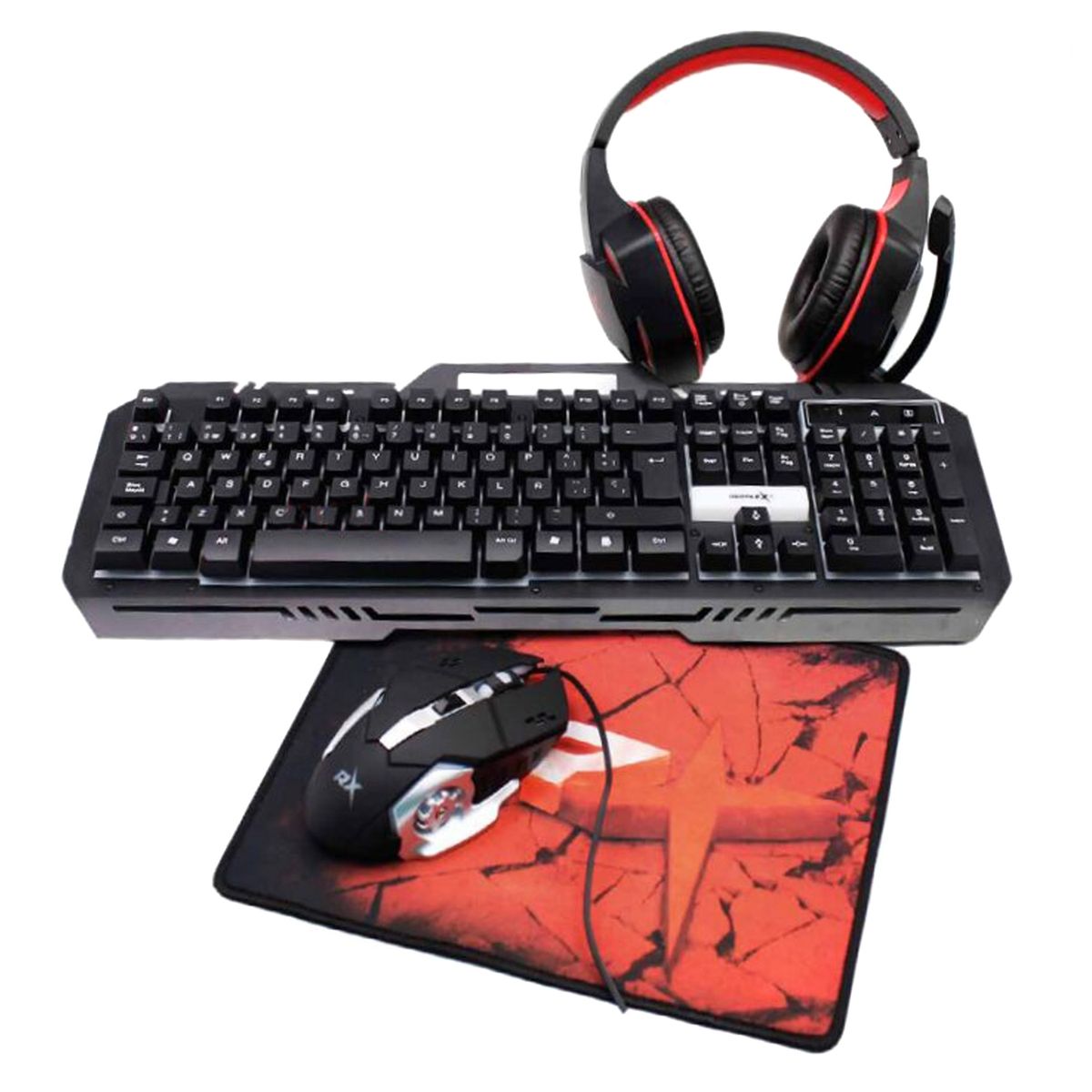 REPTILEX - Kit Gamer Pc Teclado-Audífono-Mouse-Mouse Pad