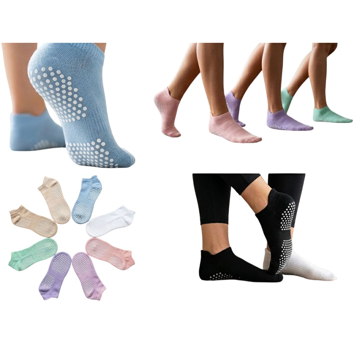 GARSIL - 3 Pares De Calcetas Tobilleras Antideslizante Para Mujer De Yoga Danza Fitness