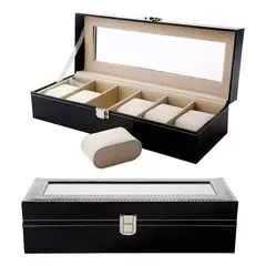 GENERICO - Caja Organizador Para 6 Relojes En Color En Color Negro