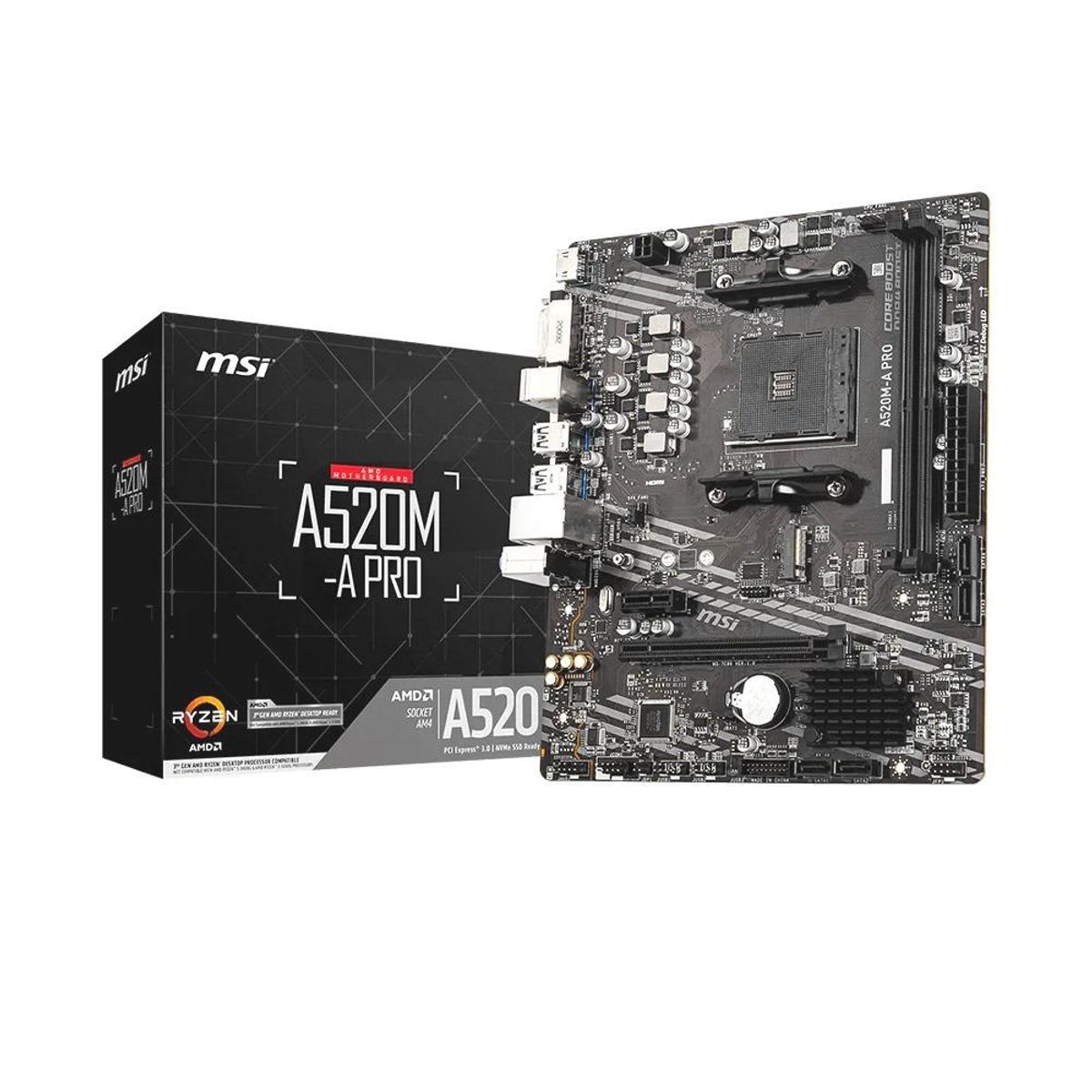 MSI - PLACA MADRE MSI A520M-A PRO - MICRO ATX - sAM4 P/N A520M-APRO