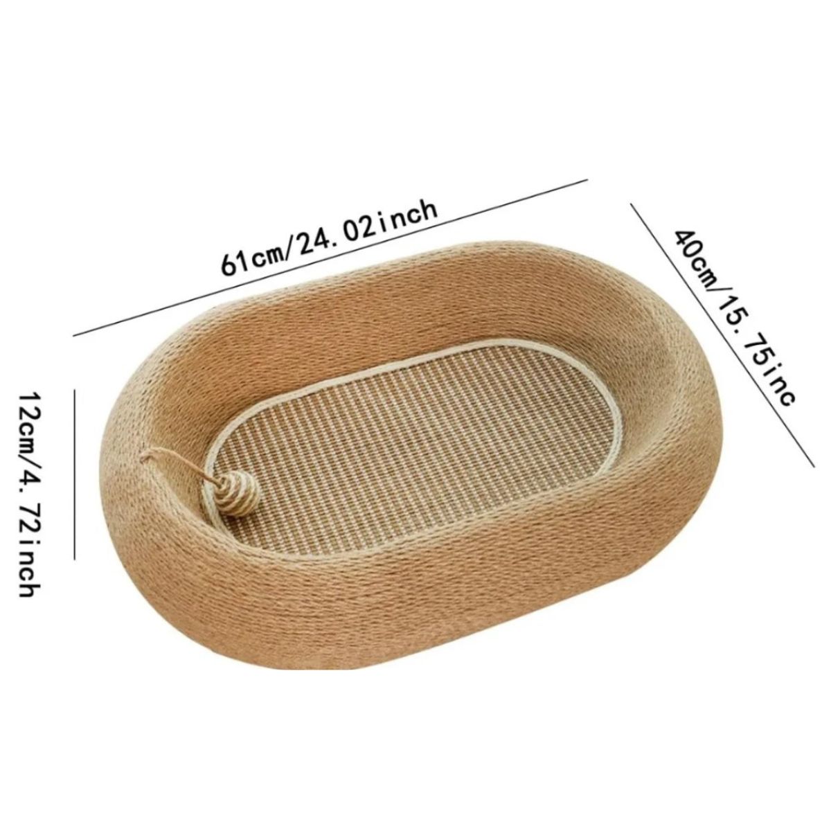 SUKEA - Cama Rascadora De Sisal Para Gatos De Forma Ovalada Marrón
