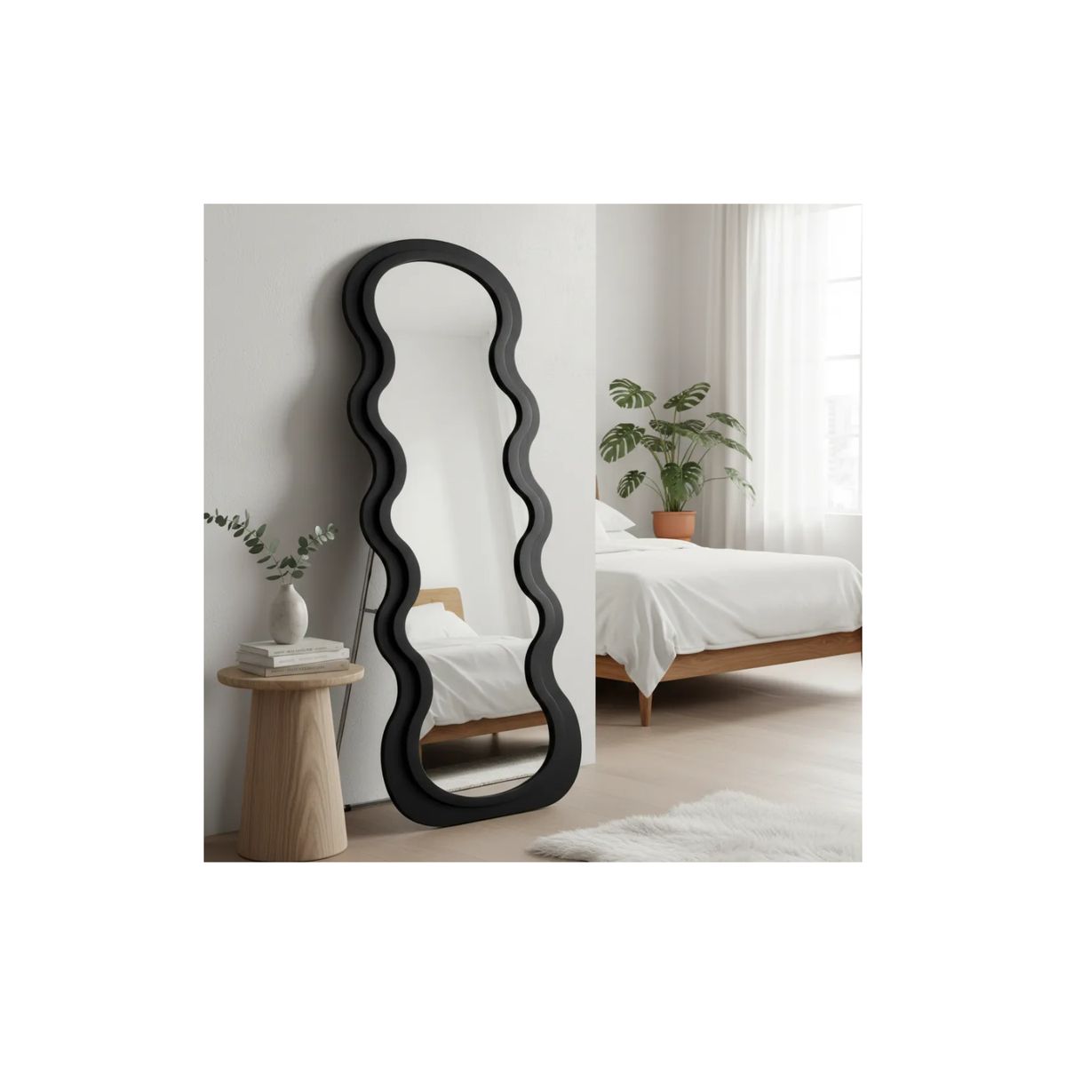 GENERICO - Espejo Largo Espejo Cuerpo Entero Grande Con Pedestal 160x60 negro