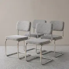 VENHOOUSE - Pack 4 Sillas Comedor Cocina Moderna Metal Acolchada Breuer Gris