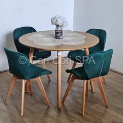 CORI CORI - Comedor Mesa Aura Wood 100cm + 4 Sillas Mariposa Velvet