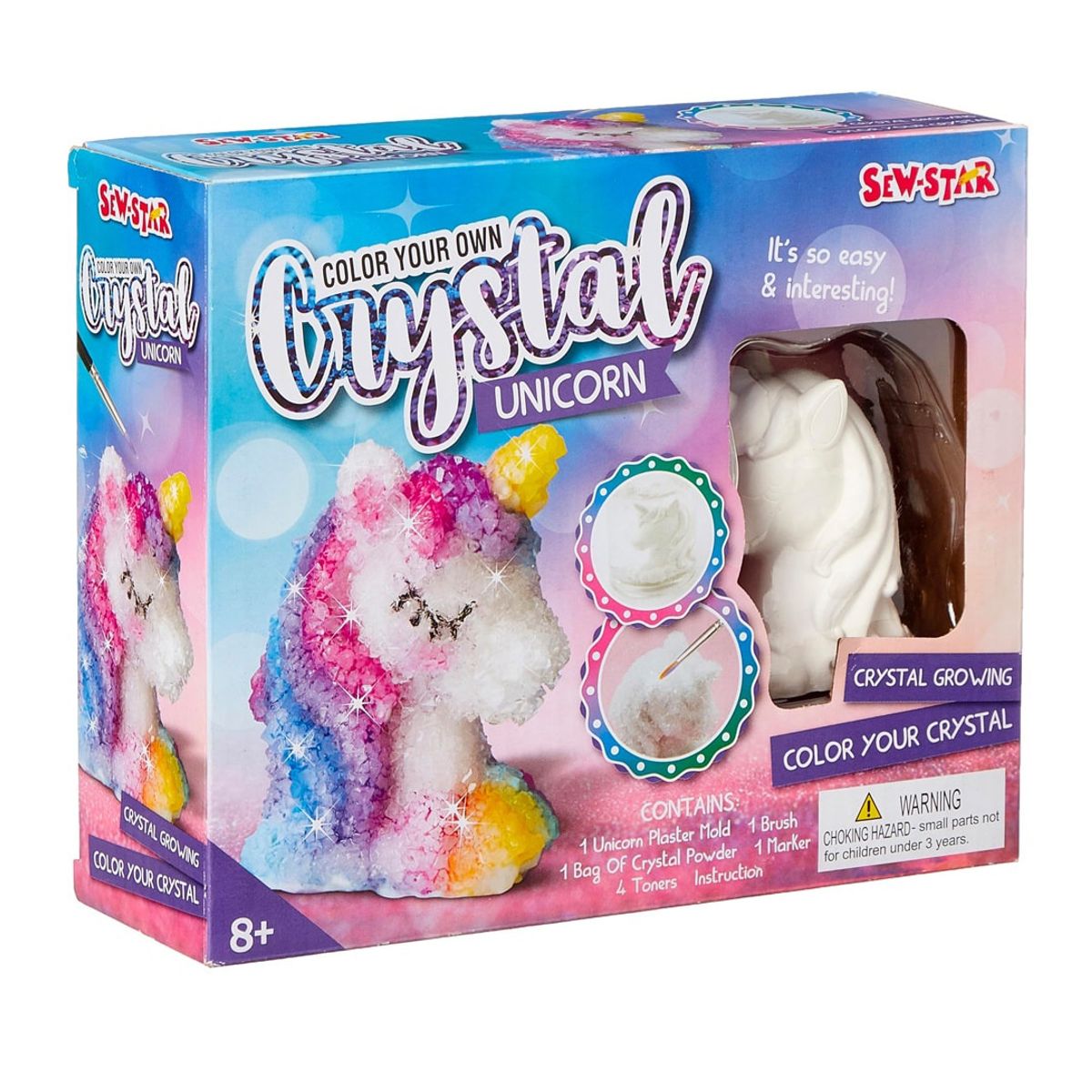 SEW STAR - Sew Star Kit Unicornio Cultiva tus Propios Cristales y Píntalos 8 Piezas