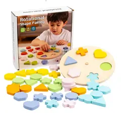 PANGUI TOYS - Panguitoys Puzzle Encaje Figuras Geométricas Tablero Rotatorio Madera Montessori