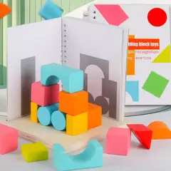 PANGUI TOYS - Panguitoys Juego Bloques Construcción Madera 3D con Libro Desafíos STEM Montessori