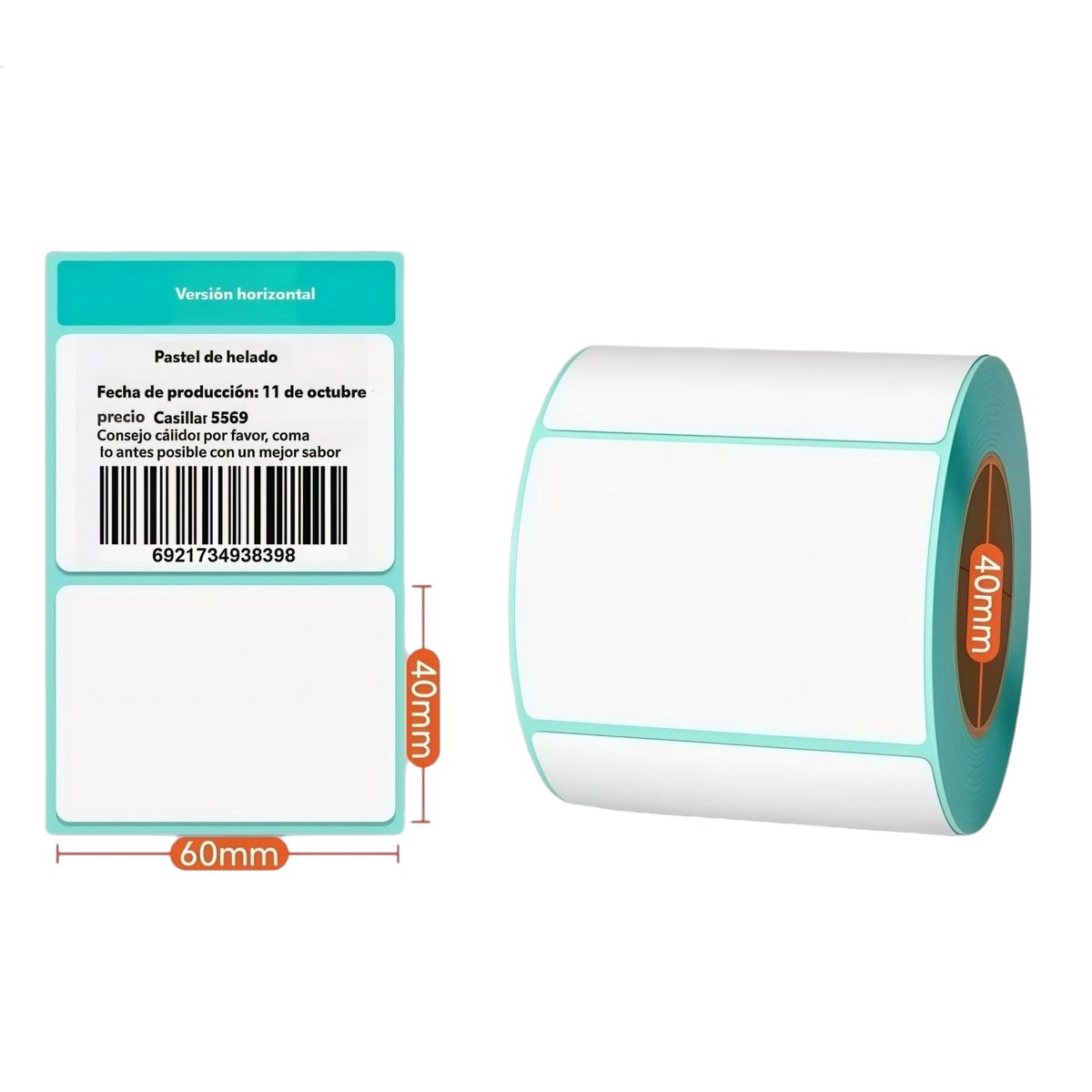 GENERICO - 1 Rollo Etiqueta Termicas Autoadhesiva 60x40. 800 Etiquetas