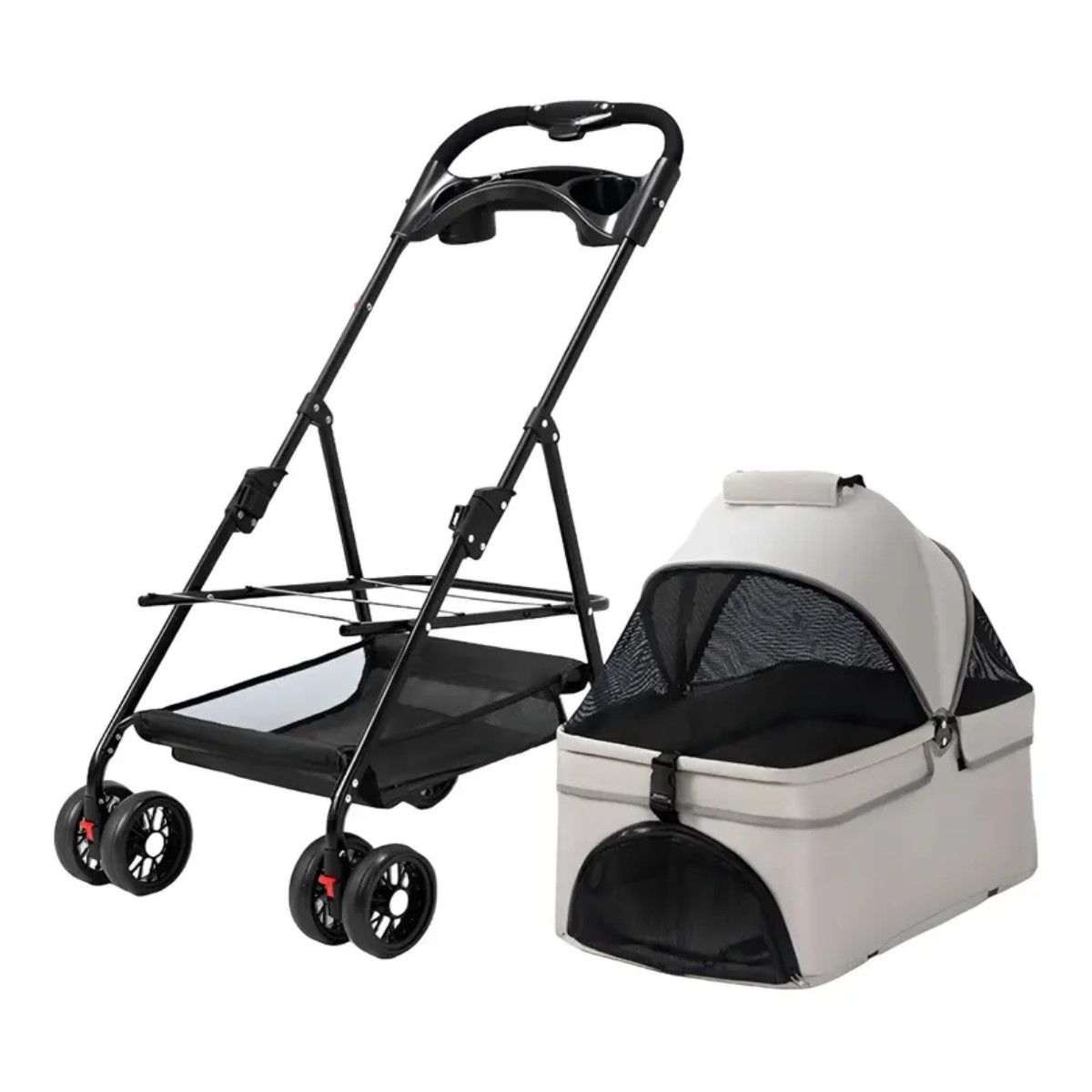 GENERICO - Coche Para Mascotas Perros Gatos 2 En 1 Gris BELUG