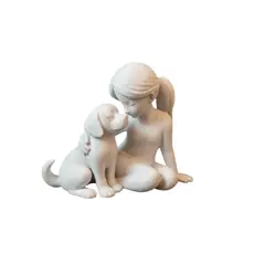GENERICO - Escultura Decorativa- Lazo de Niña y Perro