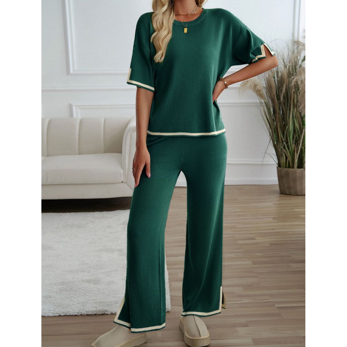TIOZONEY - Trajes casuales para mujer-Verde