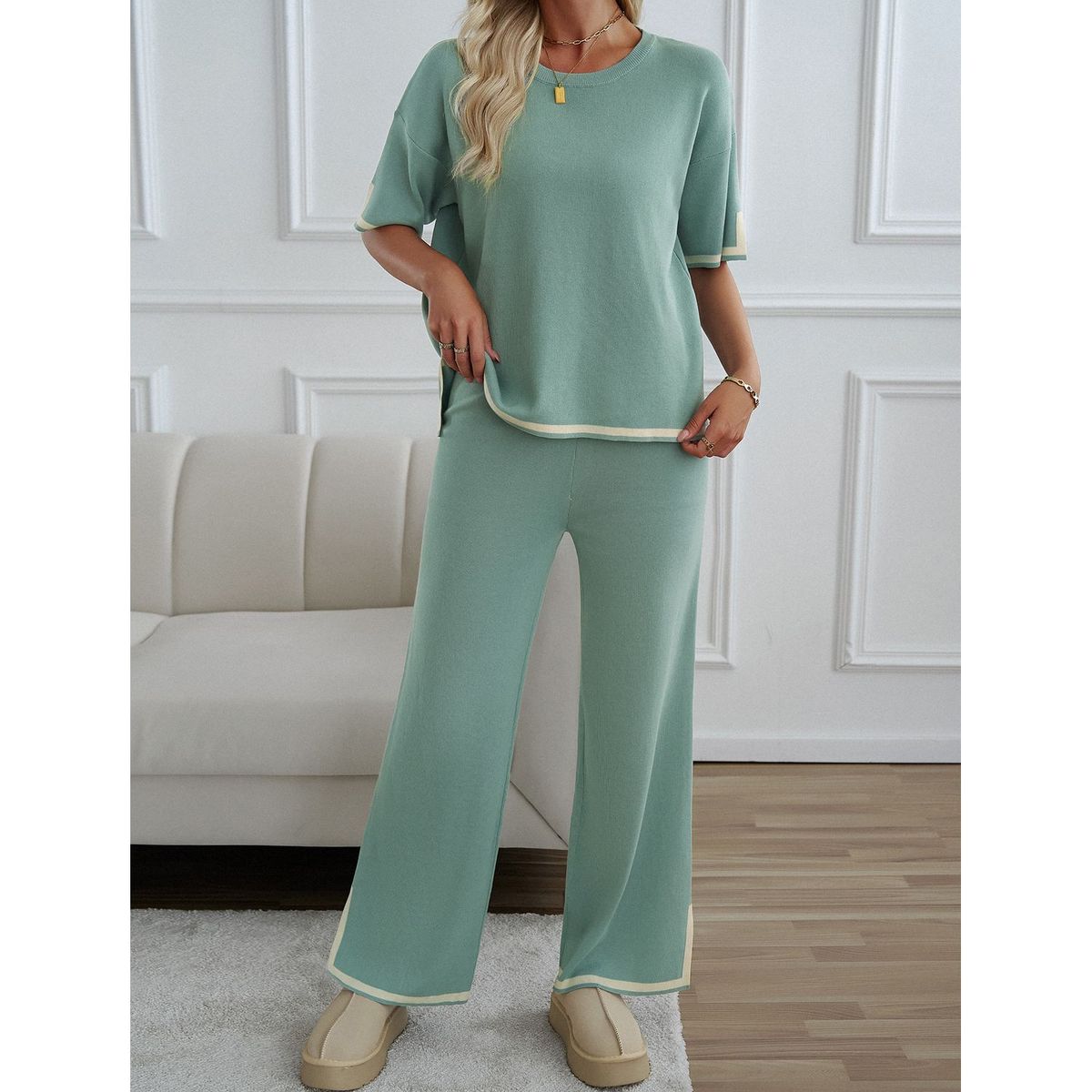 TIOZONEY - Trajes casuales para mujer-Verde