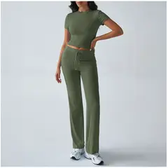TIOZONEY - Conjunto deportivo para mujer-Verde