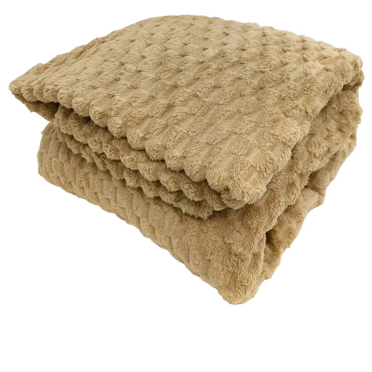 GENERICO - Frazada 2 Plaza Unicolor Cuadrille Color Beige