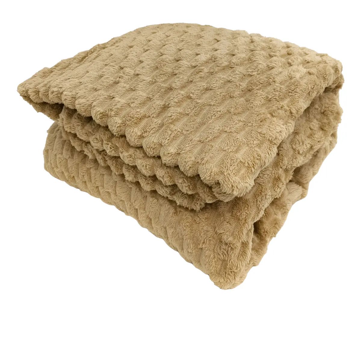 GENERICO - Frazada 2 Plaza Unicolor Cuadrille Color Beige