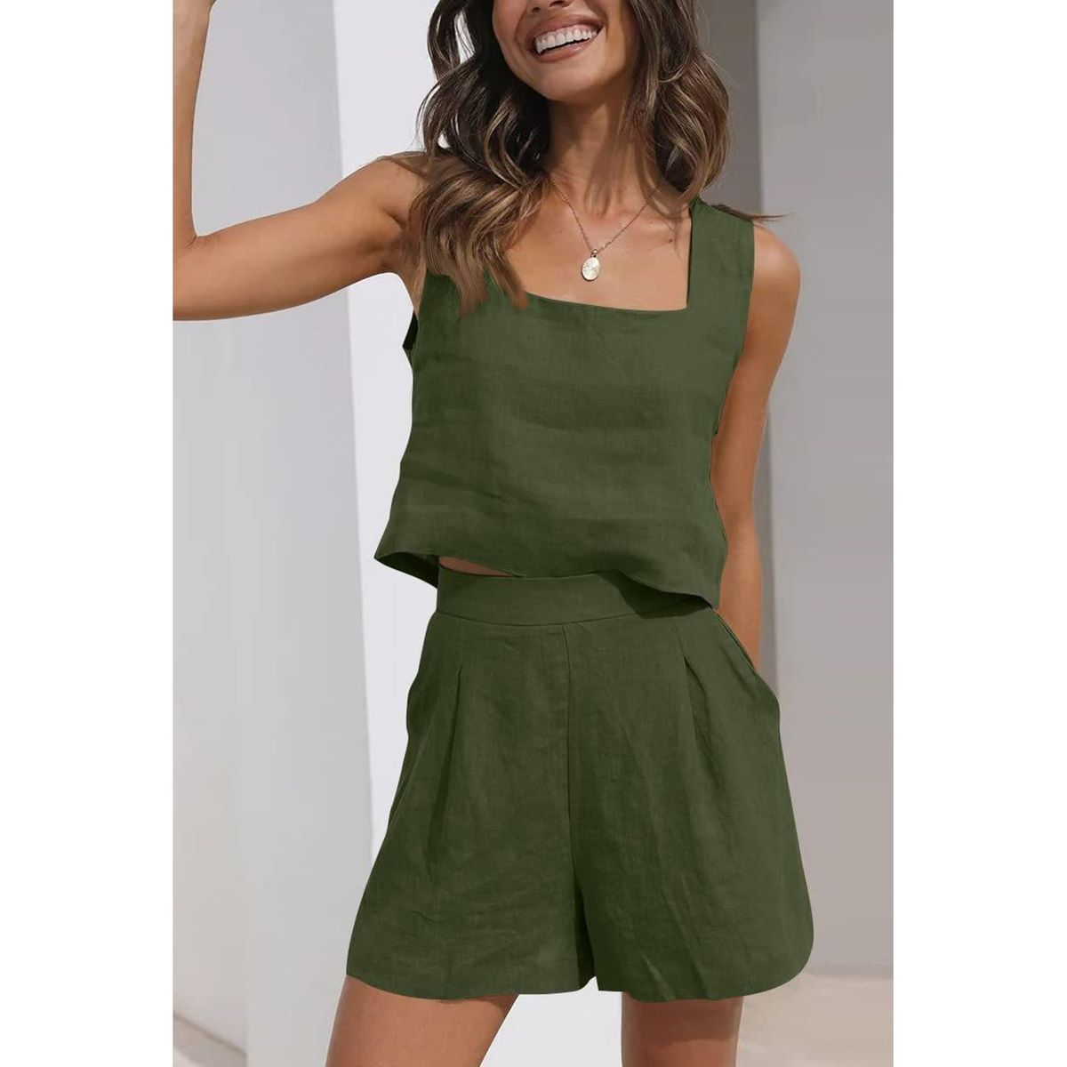TIOZONEY - Conjuntos de ropa de mujer-Verde