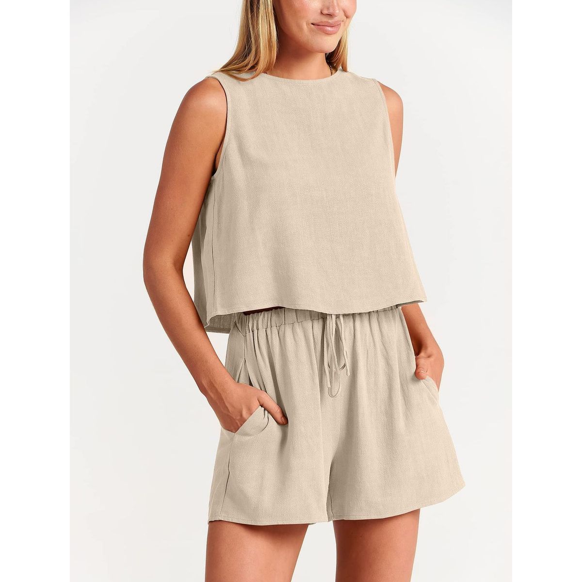 TIOZONEY - Conjuntos de ropa de mujer-Beige