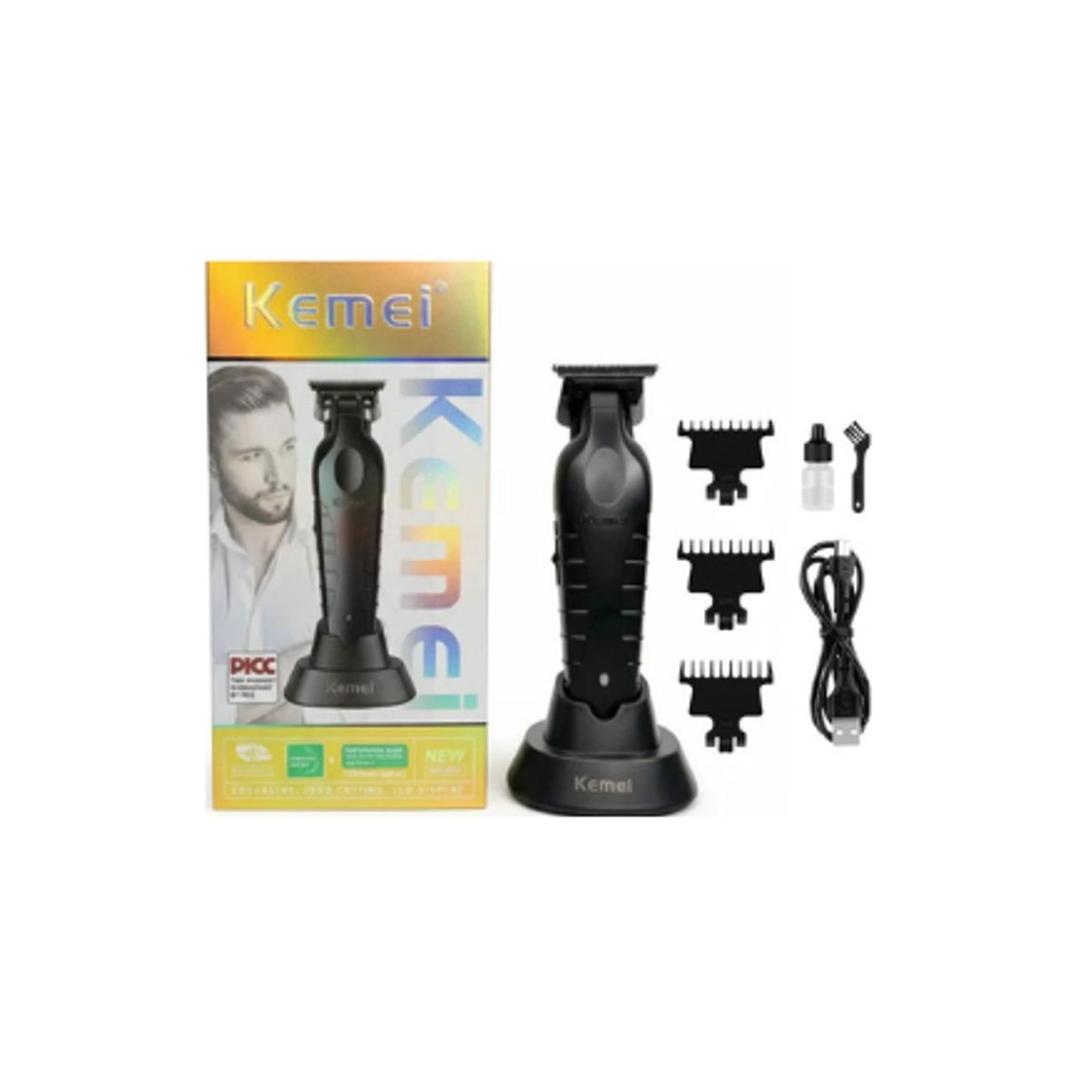 KEMEI - Kemei Desvelladora Cordless Trimmer Con Base Negra KM2299