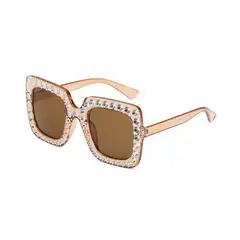 TIOZONEY - Gafas de sol cuadradas imitación diamante