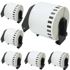 KUANGYE - Etiqueta extraíble de repuesto Para DK-2205,62mm x 30,48m,6 Rollos+6 Soportes,continua Y impermeable