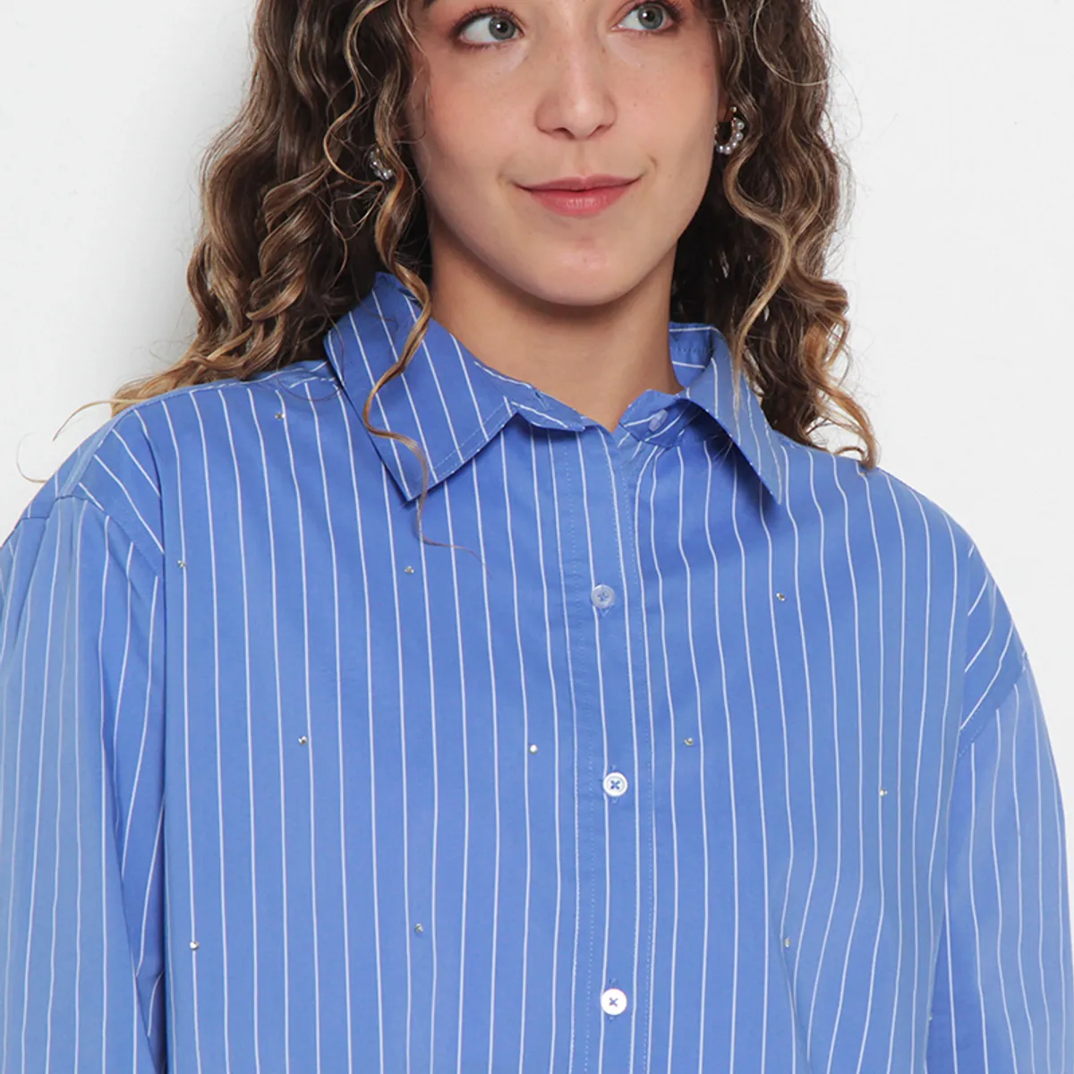 WADOS - BLUSA MANGA LARGA LISTADA ABOTONADA EN DELANTERO