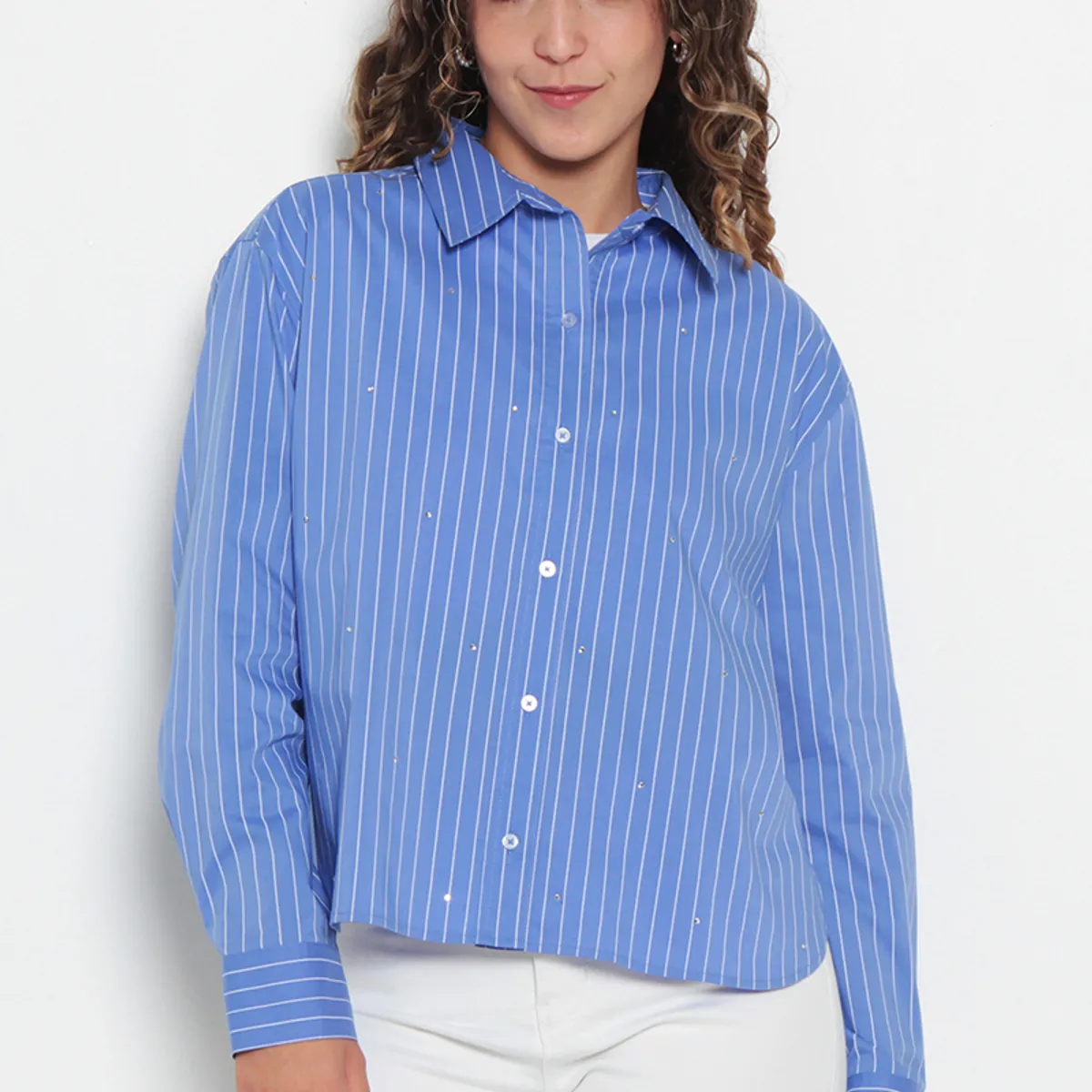 WADOS - BLUSA MANGA LARGA LISTADA ABOTONADA EN DELANTERO