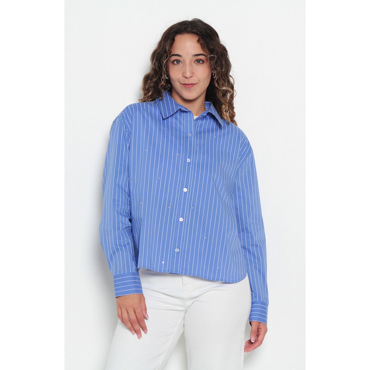 WADOS - BLUSA MANGA LARGA LISTADA ABOTONADA EN DELANTERO