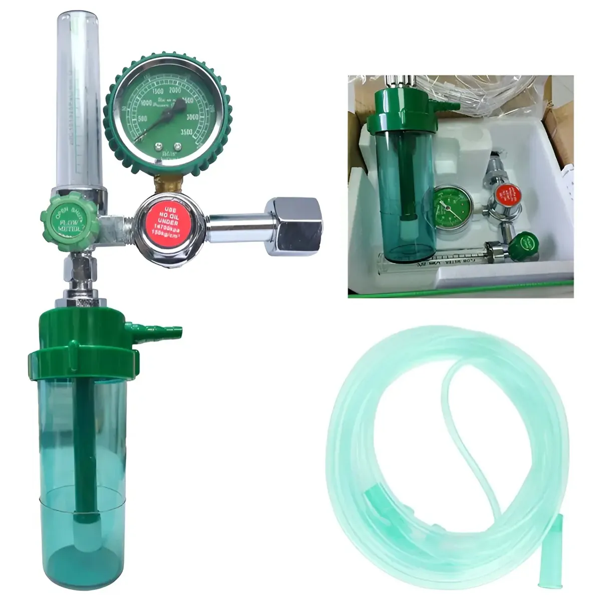 KUANGYE - Regulador De Oxígeno Tuerca Tipo H - Kit Flujómetro Vaso