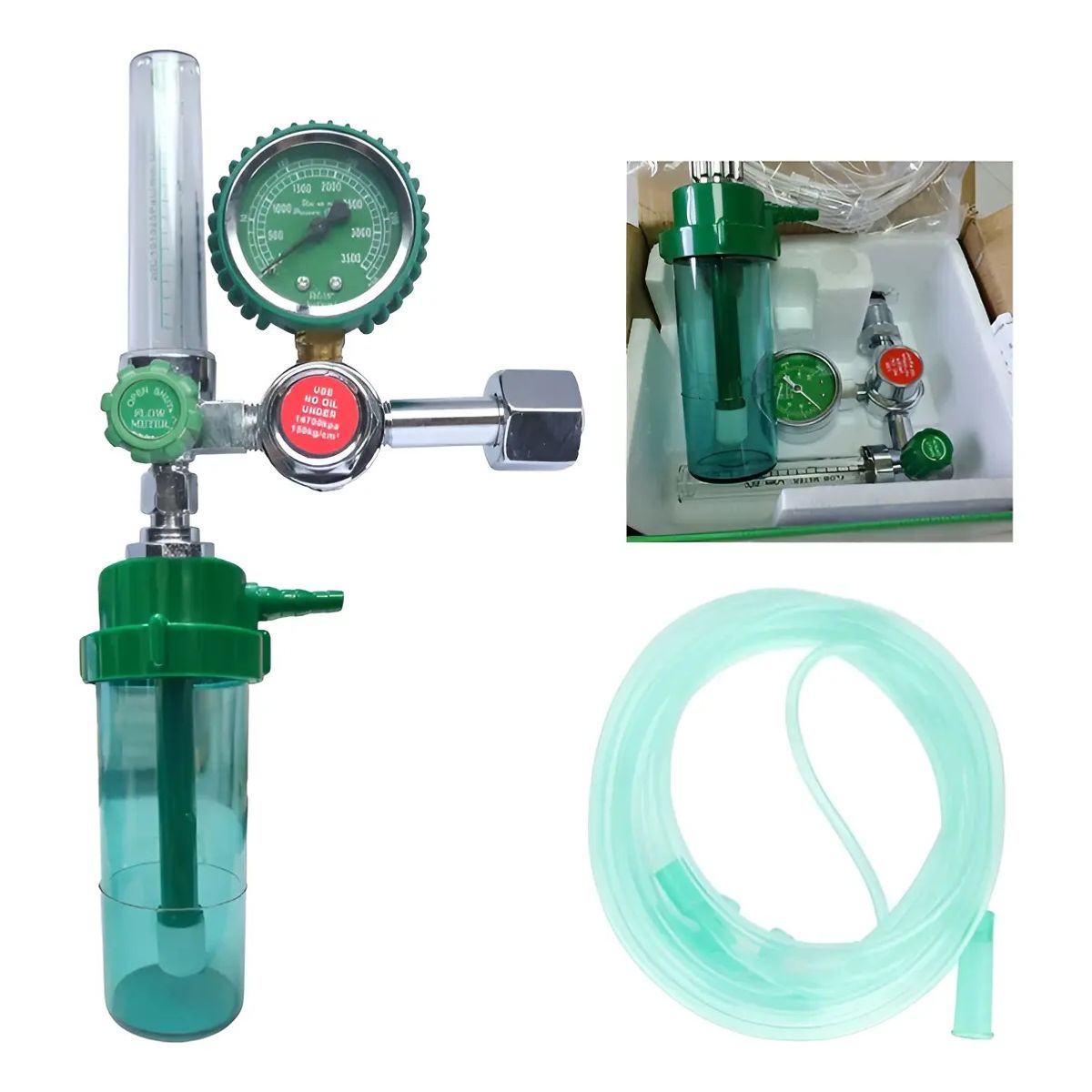 KUANGYE - Regulador De Oxígeno Tuerca Tipo H - Kit Flujómetro Vaso