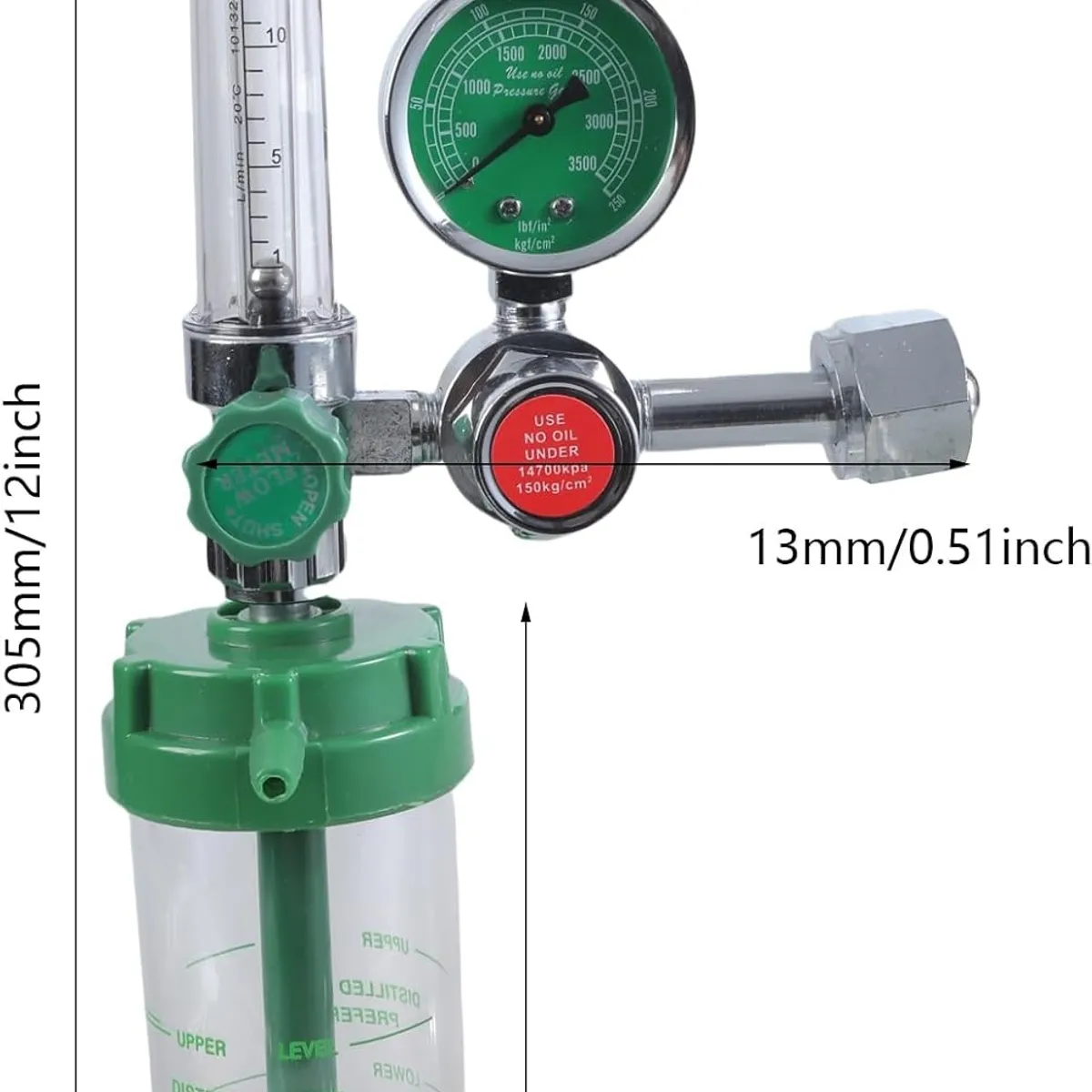 KUANGYE - Regulador De Oxígeno Tuerca Tipo H - Kit Flujómetro Vaso