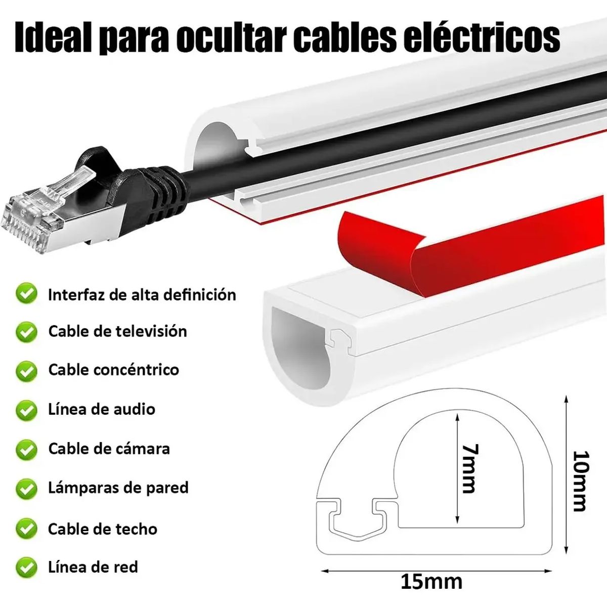 KUANGYE - Canaleta Flexible Para Cables Pisos Paredes Adhesivo Oculto