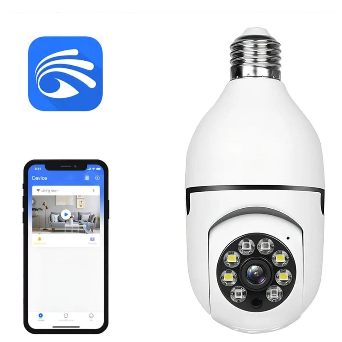 GENERICO - Camara Espia Ip Wifi Domo Seguimiento Inteligente Hd1080p Jortan JT-8177 Visión nocturna incluida color blanco
