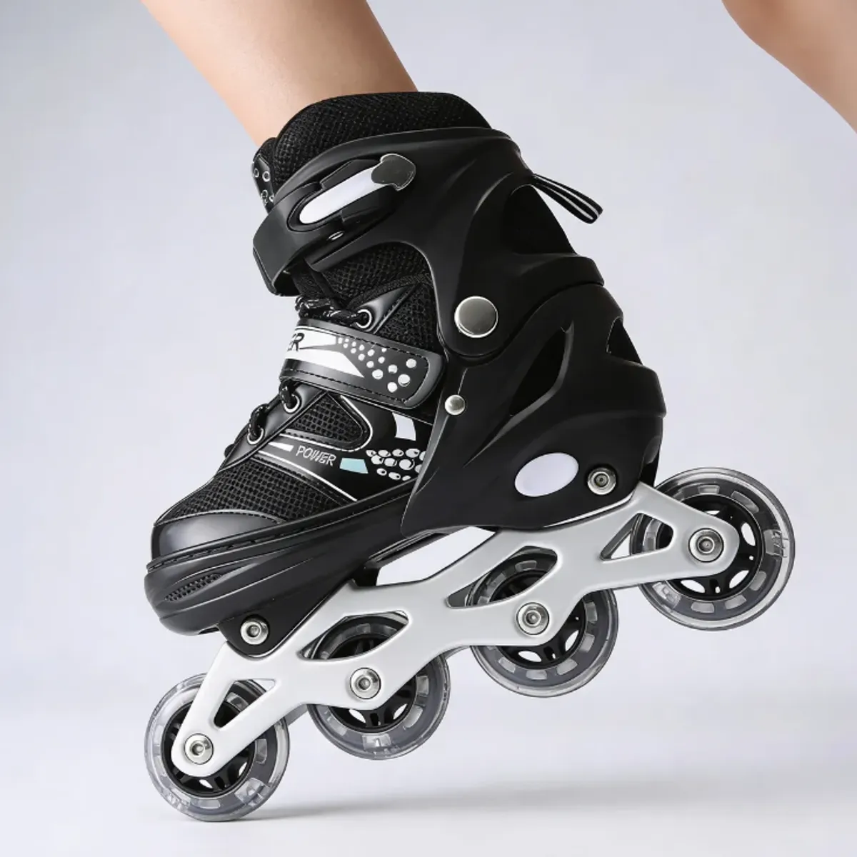 GENERICO - Kit Patines En Línea Negro S Con Casco Y Protección Con Luz