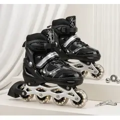 GENERICO - Patines En Línea M 33-36 Negro Con Casco Y Protección