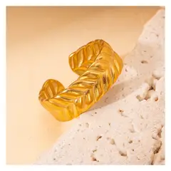 ZG JOYAS - Anillo Ajustable Corona De Laurel Galvanizado En Oro 18k