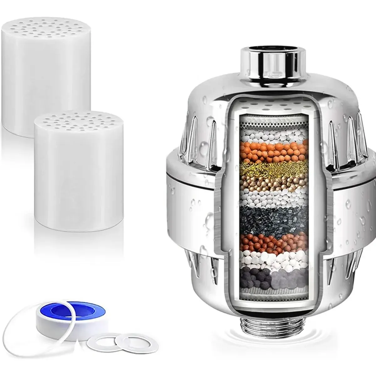 GENERICO - Filtro Regadera,15 Etapas Filtro De Ducha Agua Con 2 Filtro