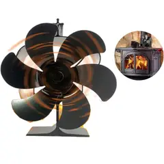 KUANGYE - Ventilador Chimenea,Ventilador Estufa De Leña 6 Aspas Alimentado Por Calor,Sin Eléctrico