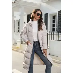 TIOZONEY - Parka Manga Larga Mujer - Beige
