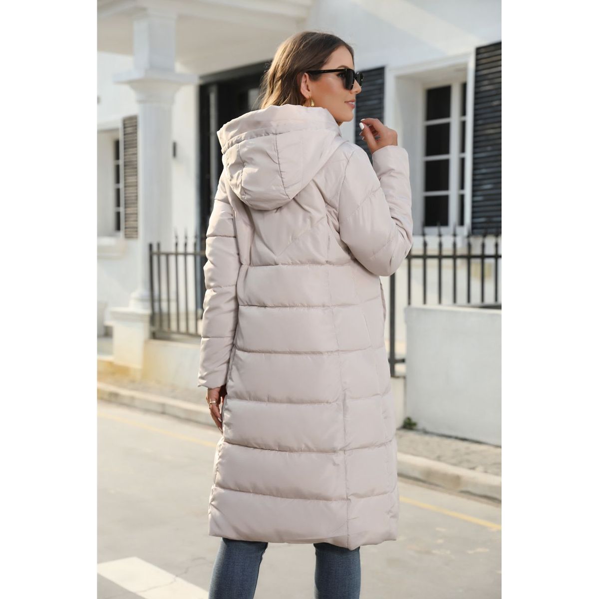 TIOZONEY - Parka Manga Larga Mujer - Beige