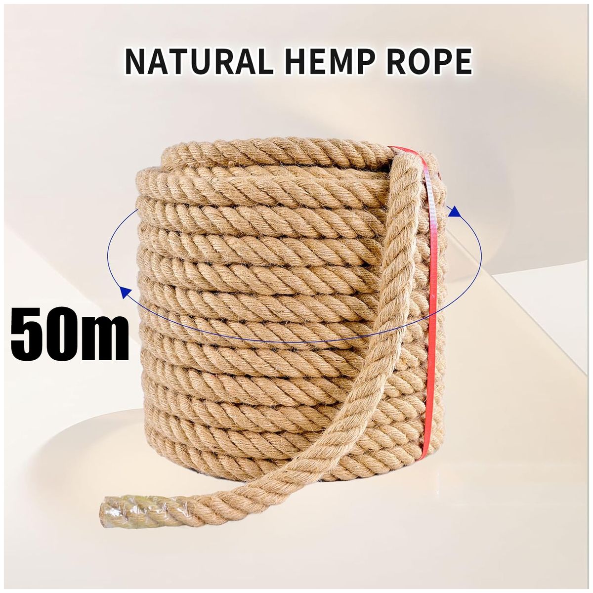 KUANGYE - Cuerda Soga Yute Cáñamo 20mm 50mts Decoración Manualidades