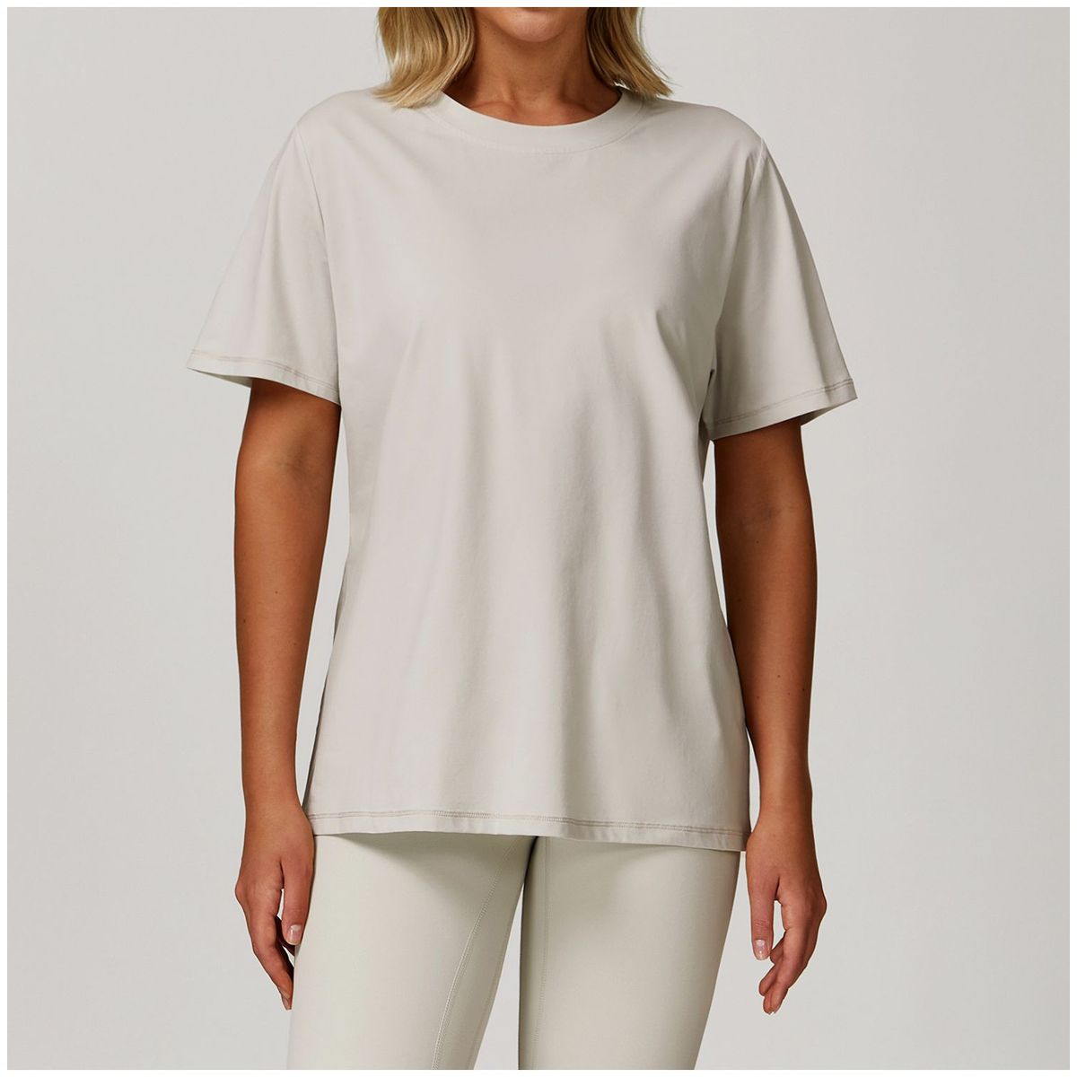 TIOZONEY - Camiseta deportiva de manga corta para mujer-Beige