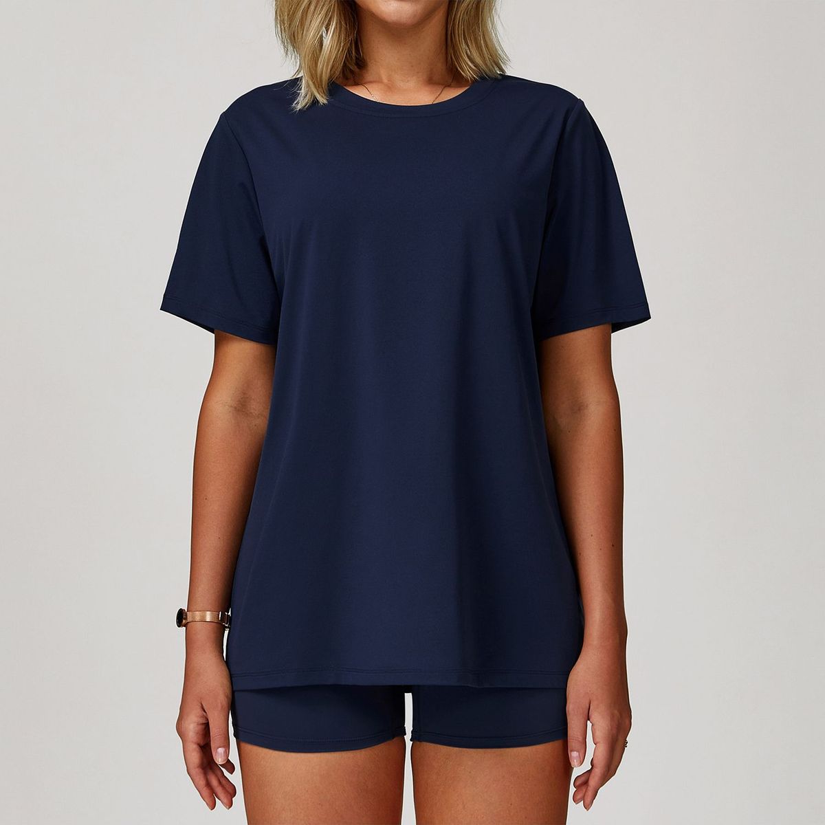 TIOZONEY - Camiseta deportiva de manga corta para mujer-Azul