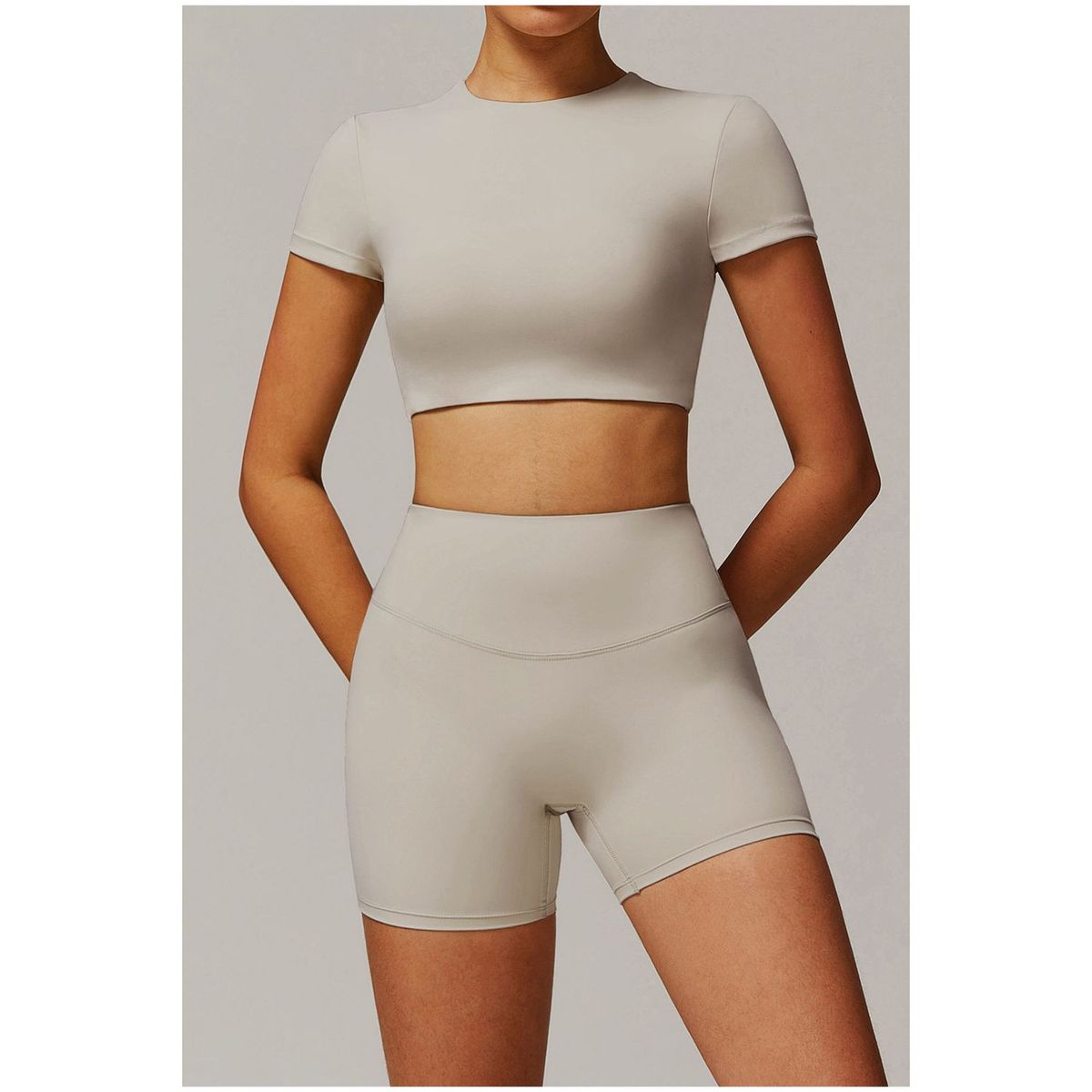 TIOZONEY - Camiseta deportiva de manga corta para mujer-Gris