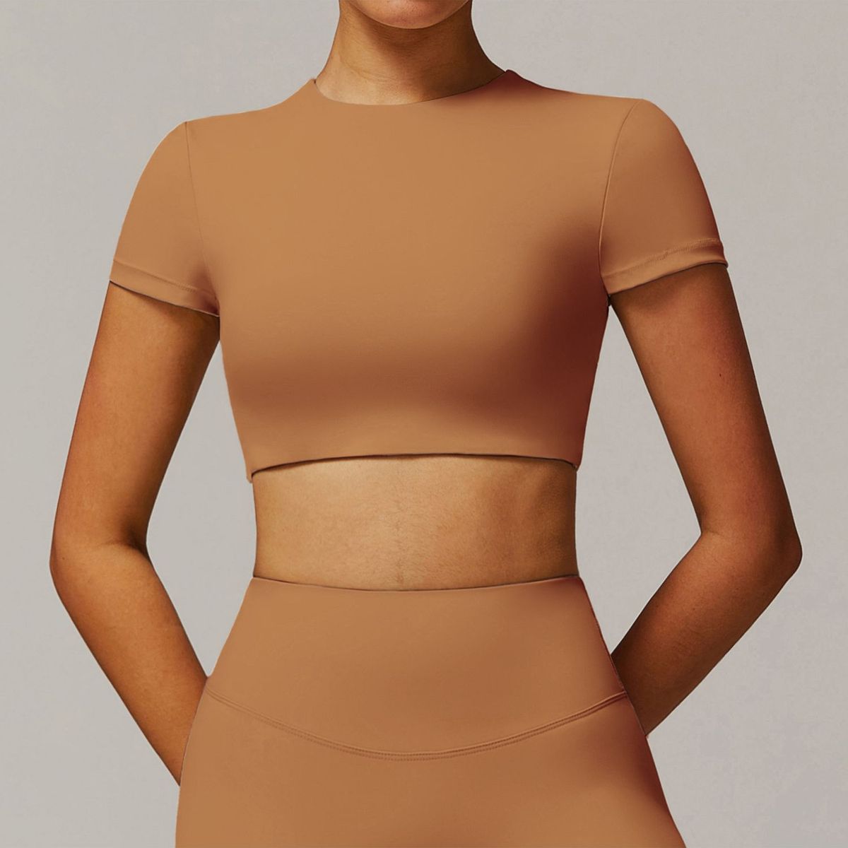TIOZONEY - Camiseta deportiva de manga corta para mujer-Naranja