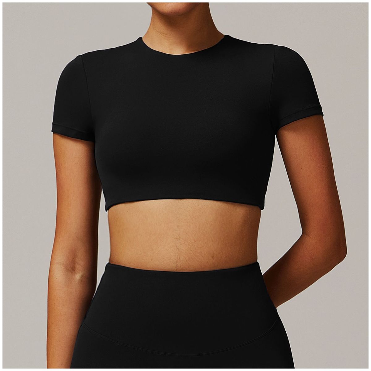 TIOZONEY - Camiseta deportiva de manga corta para mujer-Negro