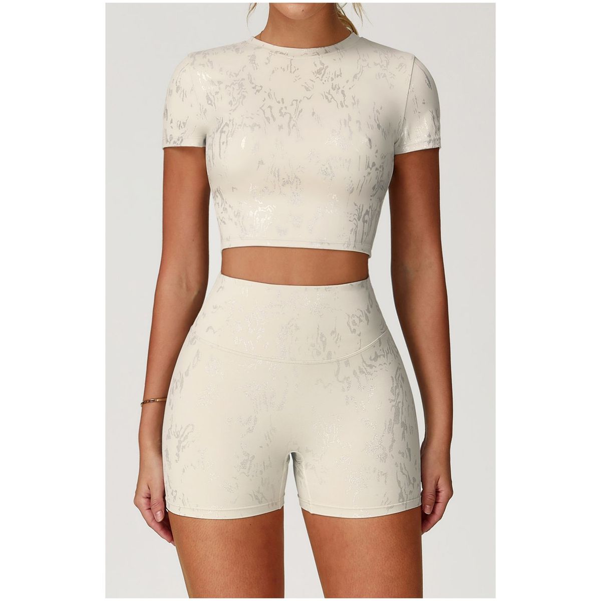 TIOZONEY - Camiseta deportiva de manga corta para mujer-Beige