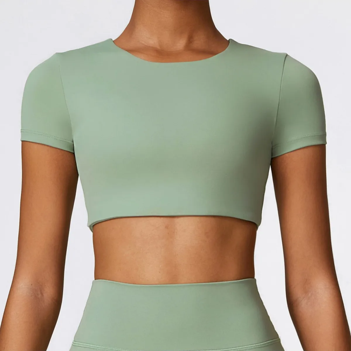 TIOZONEY - Camiseta deportiva de manga corta para mujer-Verde