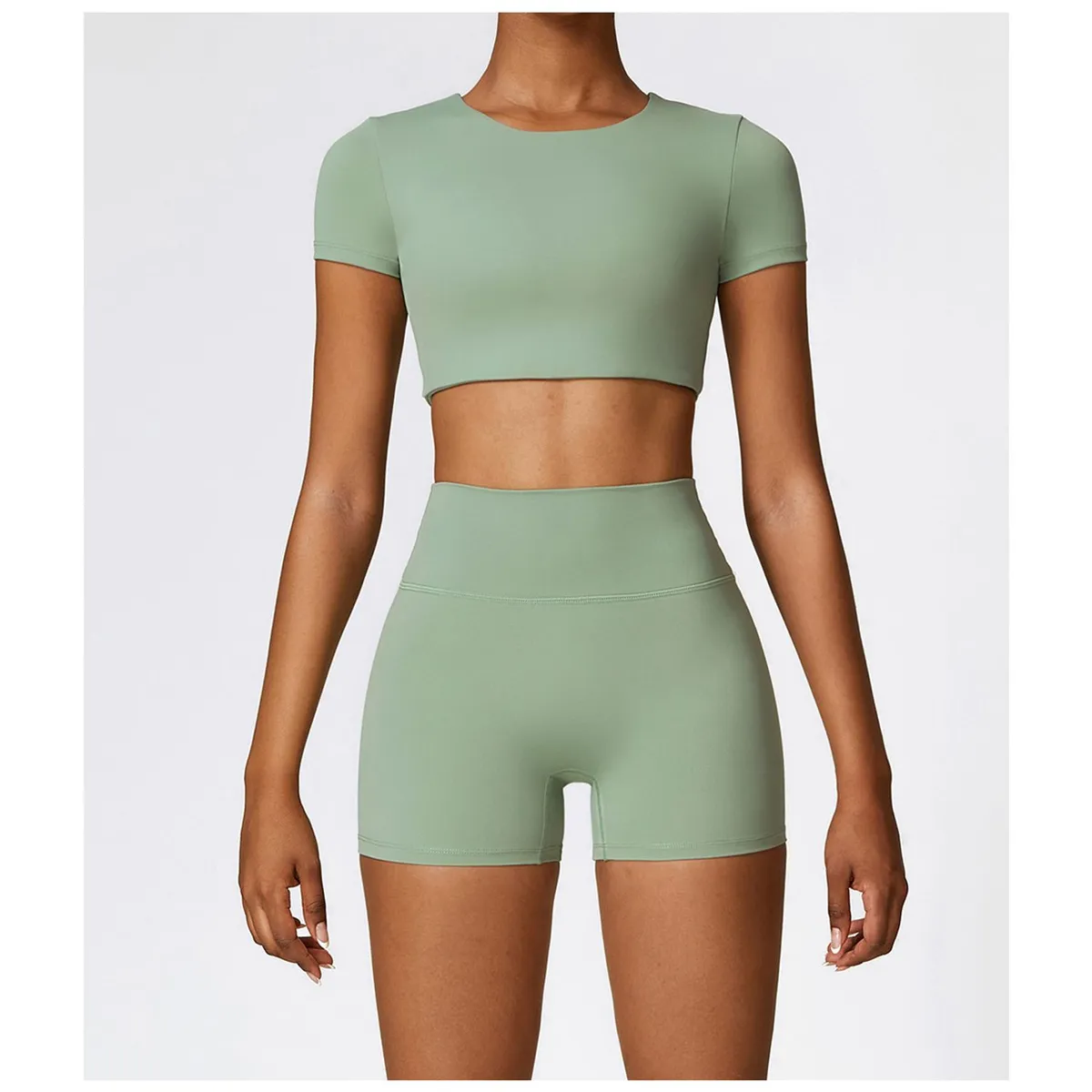 TIOZONEY - Camiseta deportiva de manga corta para mujer-Verde